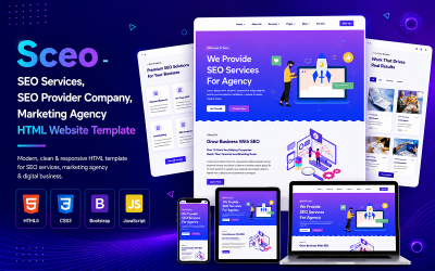 Sceo - SEO-услуги, компания-поставщик SEO-услуг и маркетинговое агентство. HTML-шаблон веб-сайта.