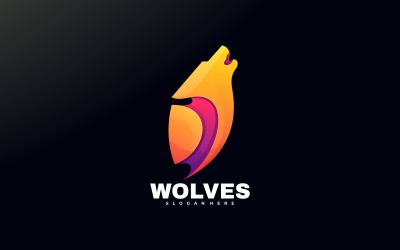Wölfe Farbverlauf Bunte Logo-Vorlage