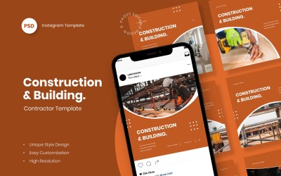 Construction &amp;amp; Building Instagram Post Template Social Media