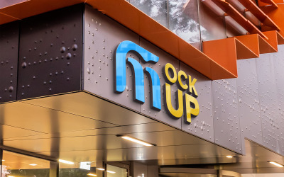 3D-Chrom-Logo-Mockup-modernes Fassadenschild