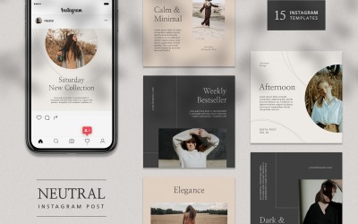 Neutrální barva Instagram Post Template Sociální média