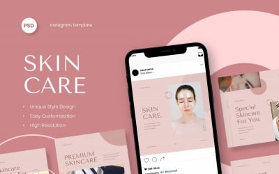 Уход за кожей - Beauty Instagram Post Template Social Media