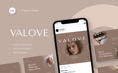 Valove - Косметична косметика Instagram Post Template Social Media