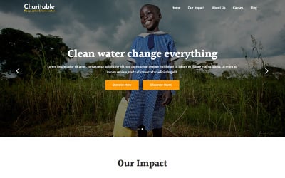 Caridade - Modelo de página inicial de caridade da crise da água
