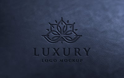 Maqueta de logotipo de lujo en cuero negro