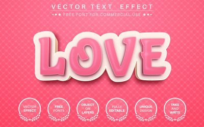 Amor 3D: efecto de texto editable, estilo de fuente, ilustración gráfica