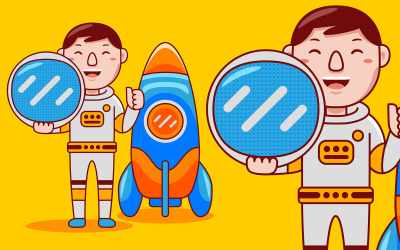 Astronaut Profession Cartoon - Vector Illustration