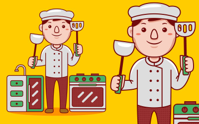 Chef Profession Cartoon - Vector Illustration