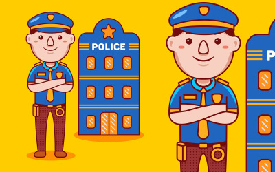 Desenho animado da profissão policial - ilustração vetorial