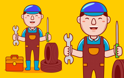 Dibujos animados de profesión mecánica - ilustración vectorial