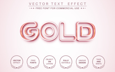 Gold Stroke - Editable Text Effect, Font Style, Graphics Template Illustration