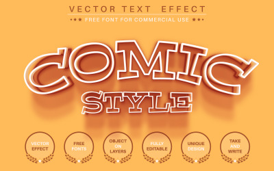 Komická čára - upravitelný textový efekt, styl písma, grafické znázornění