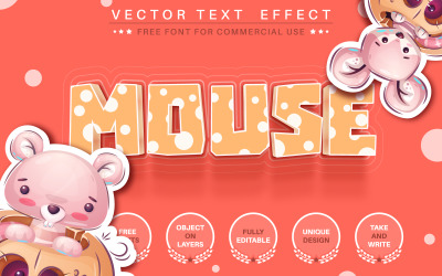 Mouse Cheese: efecto de texto editable, estilo de fuente, ilustración gráfica
