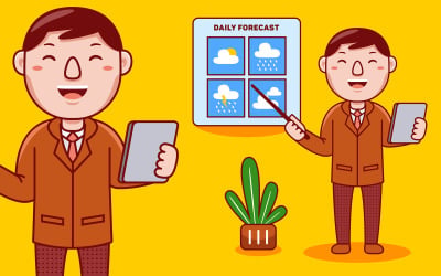 News Anchor Profession Cartoon - Vector Illustration