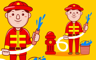 Pompier Profession Cartoon - Illustration vectorielle
