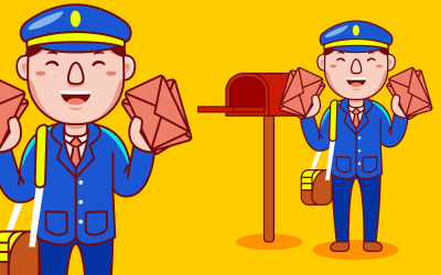 Postbode Beroep Cartoon - Vectorillustratie