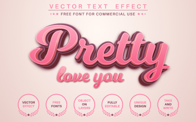 Pretty Love You - Effet de texte modifiable, style de police, illustration graphique