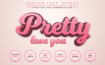 Pretty Love You - Redigerbar texteffekt, typsnittstil, grafikillustration