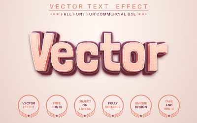 Puntada de costura: efecto de texto editable, estilo de fuente