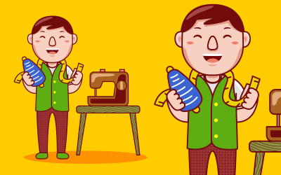 Tailor Profession Cartoon - Vector Illustration