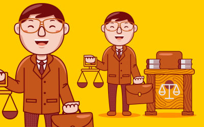 Dibujos animados de profesión de abogado - ilustración vectorial