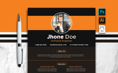 Minimalistische en schone Jhone Doe CV-sjabloon