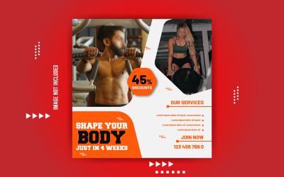Siłownia Fitness Wyprzedaż promocyjna Projekt banera Media społecznościowe