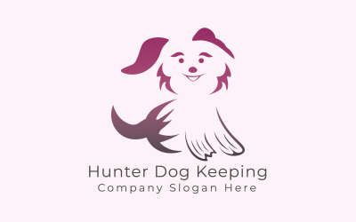 Modèle de logo de garde de chien chasseur