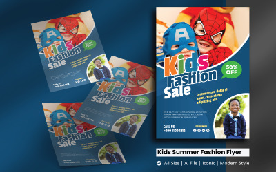 Kids Summer Fashion Sale Flyer Huisstijl Sjabloon
