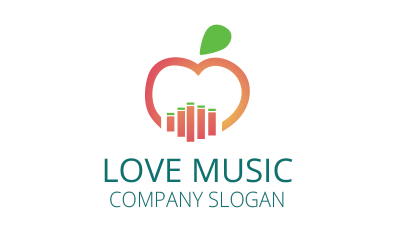 Láska hudba dj logo šablona