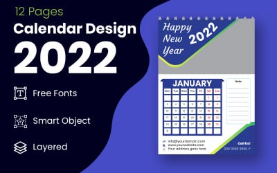 New Year 2022 Red &amp;amp; Black Calendar Design Template Vector Planner