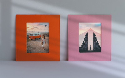 Orange und rosa Fotorahmen Produktmodell
