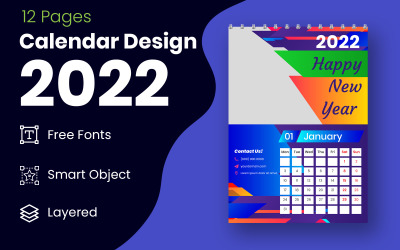 Rode en zwarte 2022 kalender ontwerpsjabloon Vector Planner