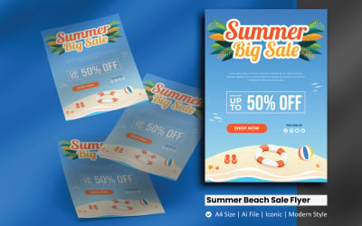 Summer Beach Sale Flyer Szablon identyfikacji wizualnej