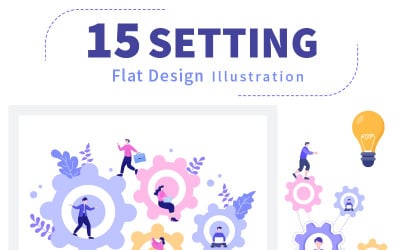 15 Configuración de ilustración de diseño plano