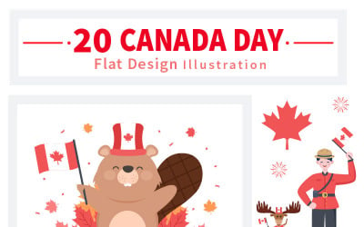 20 feliz celebración del día de Canadá ilustración
