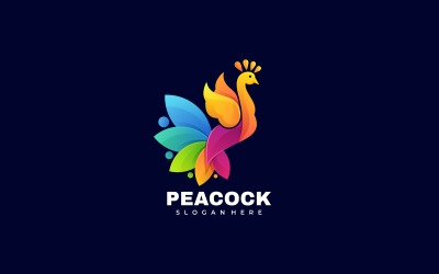 Plantilla de logotipo colorido pavo real