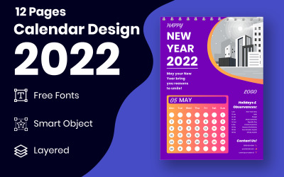 Şık Yeşil Modern Yeni Yıl 2021 Takvim Tasarım Şablonu Vektör