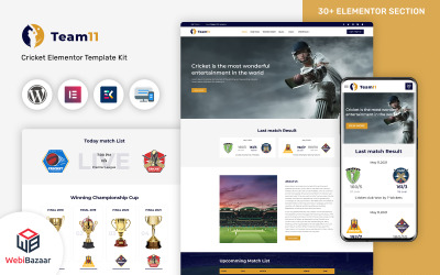 Team11 - Cricket Responsive Website WordPress Elementor-thema