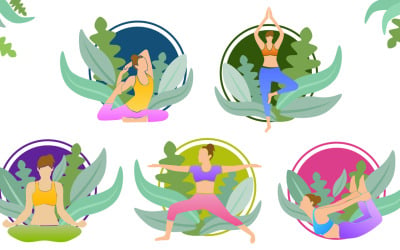 Modello di illustrazione delle ragazze di yoga