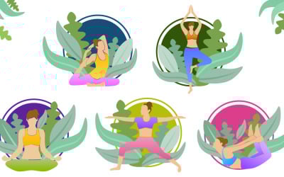 Plantilla de ilustración de chicas de yoga