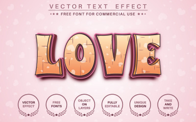 Amor amoroso: efecto de texto editable, estilo de fuente, ilustración gráfica