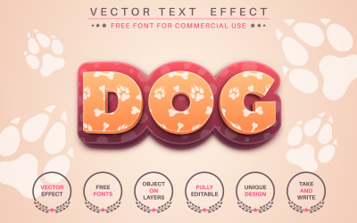 Big Dog: efecto de texto editable, estilo de fuente, ilustración gráfica