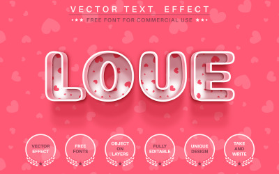 Heart Love: efecto de texto editable, estilo de fuente, ilustración de estilo gráfico