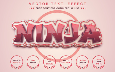 Japan Ninja Bearbeitbarer Texteffekt, Schriftstil, grafische Illustration