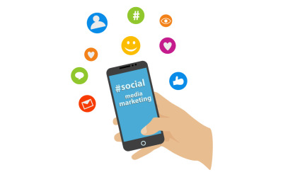 Plantilla de ilustrador de teléfono de mano de redes sociales