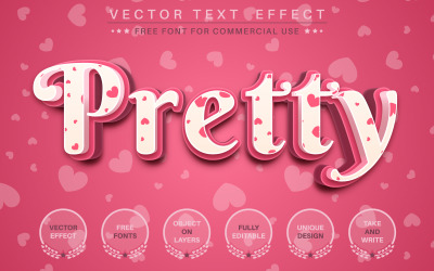 Pretty Love - Redigerbar texteffekt, typsnittstil, grafikillustration