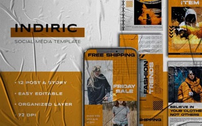Indiric - Instagram Stories and Post Template Urban Fashion Social Media