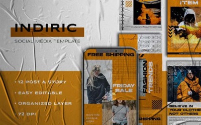 Indiric - Instagramverhalen en postsjabloon Urban Fashion Social Media