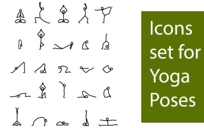Yoga simgeler şablonu için sopa rakam Icons Set